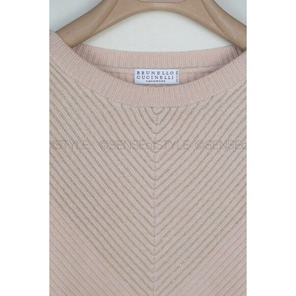 Brunello Cucinelli Women's Cashmere Sweater Monili  Trim Pink Pullover Size S - Picture 6 of 7